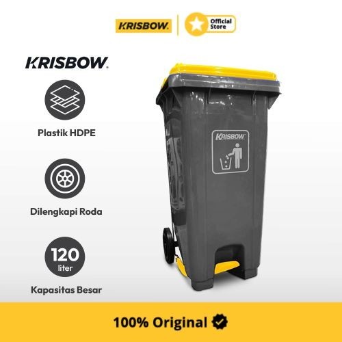 Krisbow Dust Bin Tempat Sampah Plastik Outdoor 120 Ltr - Abu-Abu