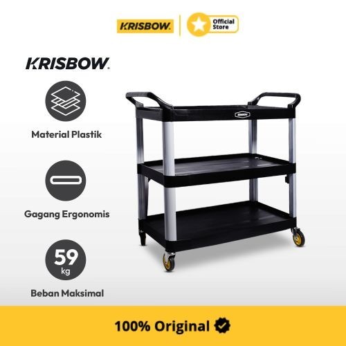 Krisbow Trolley Troli Saji Tiga Tingkat Dengan Roda - Hitam