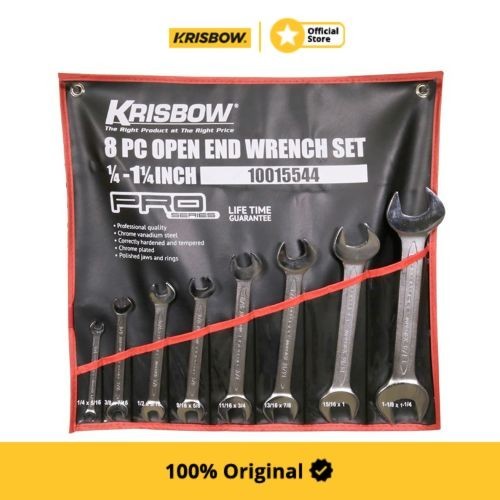 Krisbow Set Kunci Pas Open End Wrench 1/4-11/4 Inci 8 Pcs
