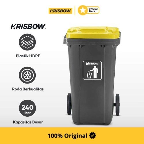 Krisbow Dust Bin Tempat Sampah Plastik New Eco 240 Ltr - Abu