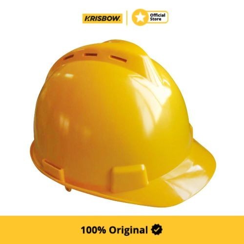Krisbow Brim Vented Helm Keselamatan Kerja Hdpe - Kuning