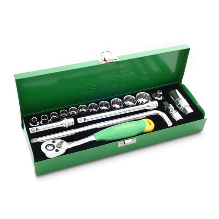 TEKIRO 3/8 INCH SOCKET SET 6 PT 6 - 22 MM 18 PCS /KUNCI SOCK SET