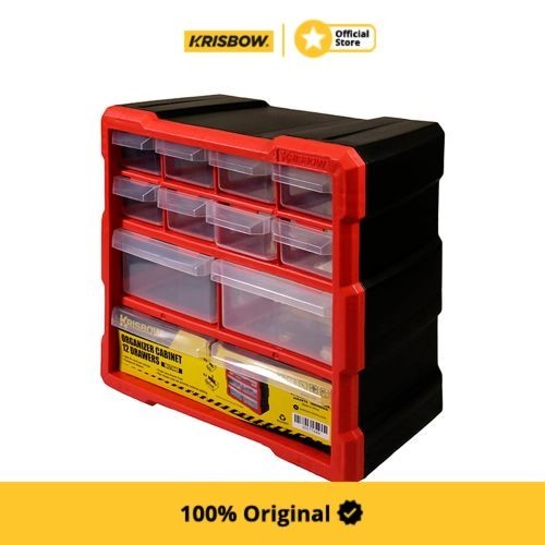 Krisbow Kotak Aksesoris Perkakas 12 Laci Cabinet 26X27X16 Cm