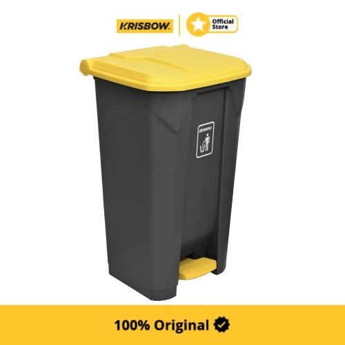 Krisbow 87 Ltr Tempat Sampah Plastik Pedal - Kuning/Abu-Abu
