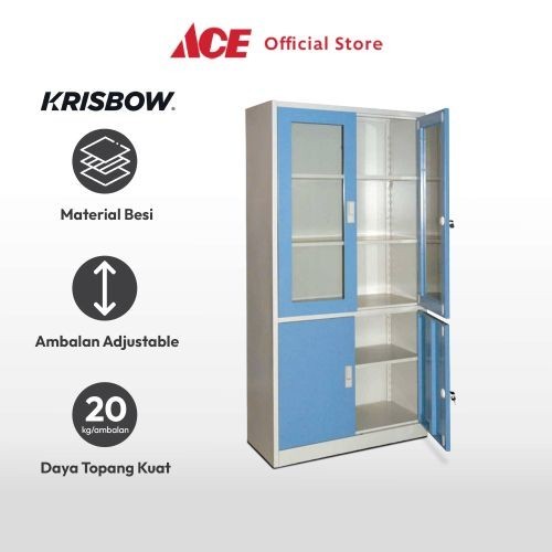 Krisbow File Cabinet Lemari Kantor 4 Pintu - Biru