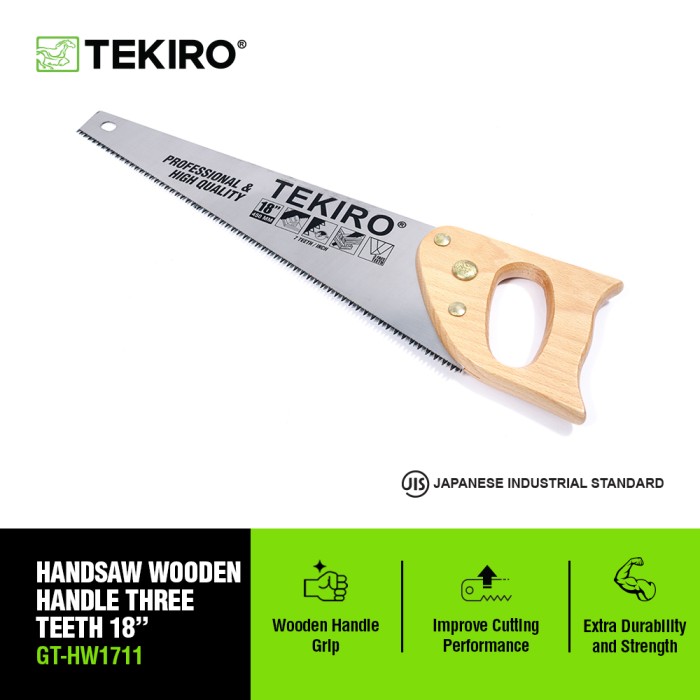 TEKIRO GERGAJI TANGAN GAGANG KAYU 18 INCH 3 MATA / TOOLS/ALAT PERKAKAS