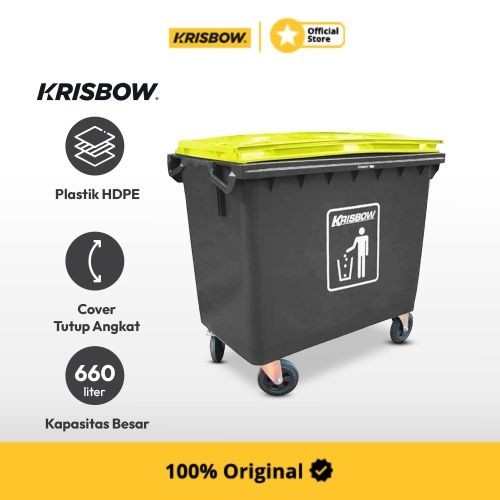 Krisbow Dust Bin Tempat Sampah Outdoor 660 Ltr - Abu-Abu