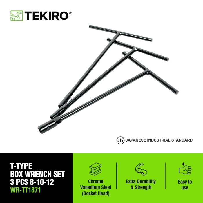 TEKIRO T-TYPE SOCKET SET 3 PCS 8-10-12 MM - KUNCI T SET