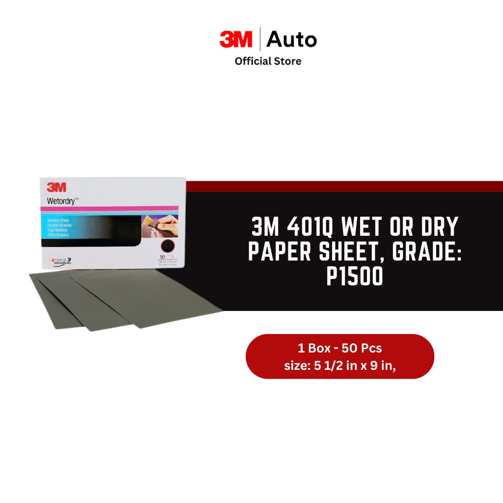3M 401Q Wet or Dry Paper Sheet, grade: P1500, size
