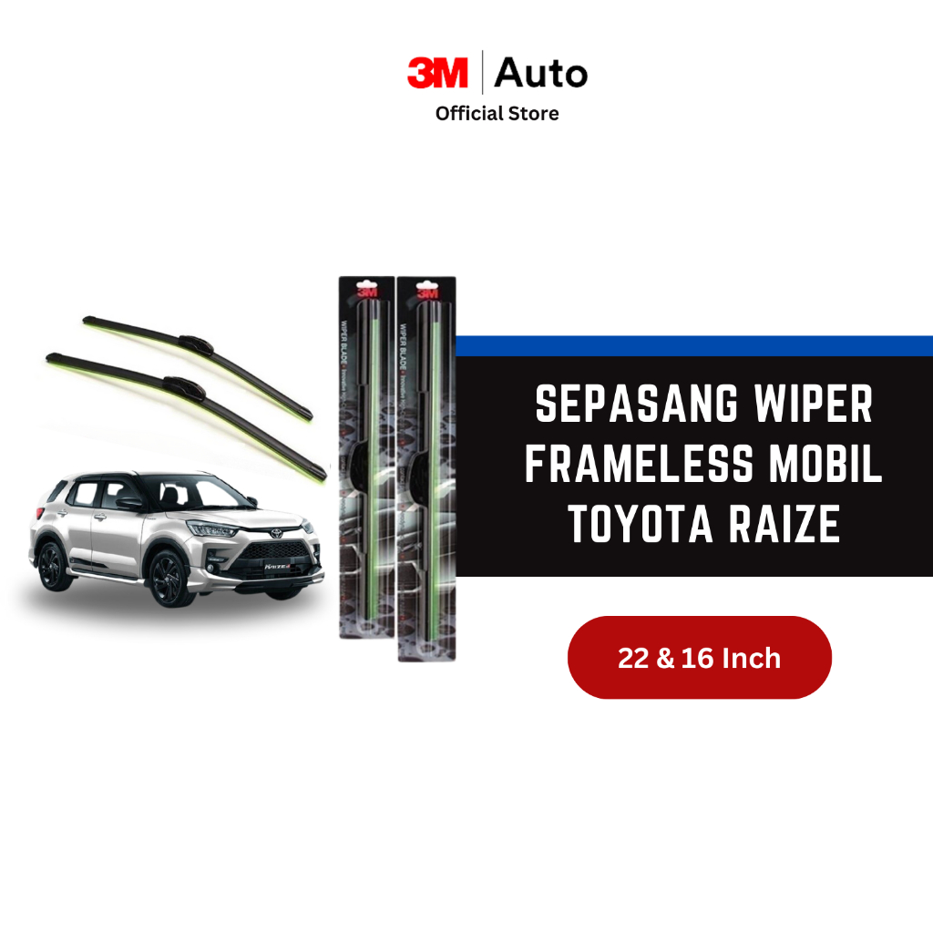 3M Wiper Frameless Mobil Toyota Raize - 22 dan 16 