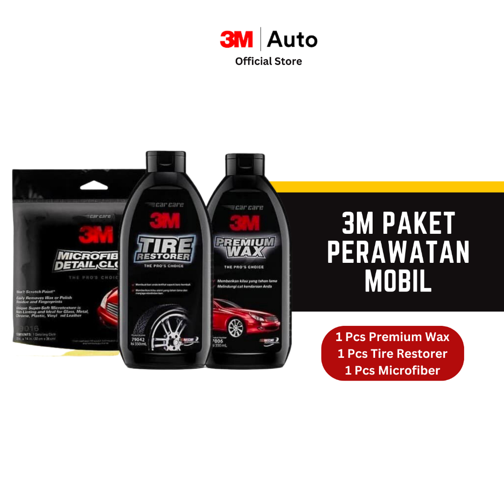 3M Paket Perawatan Mobil (Mic. Detail Cloth, Tire 
